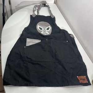 Custom Heavy Duty Luchador Wrestler Kitchen Chef Apron 3 Pockets Black Gray Rare